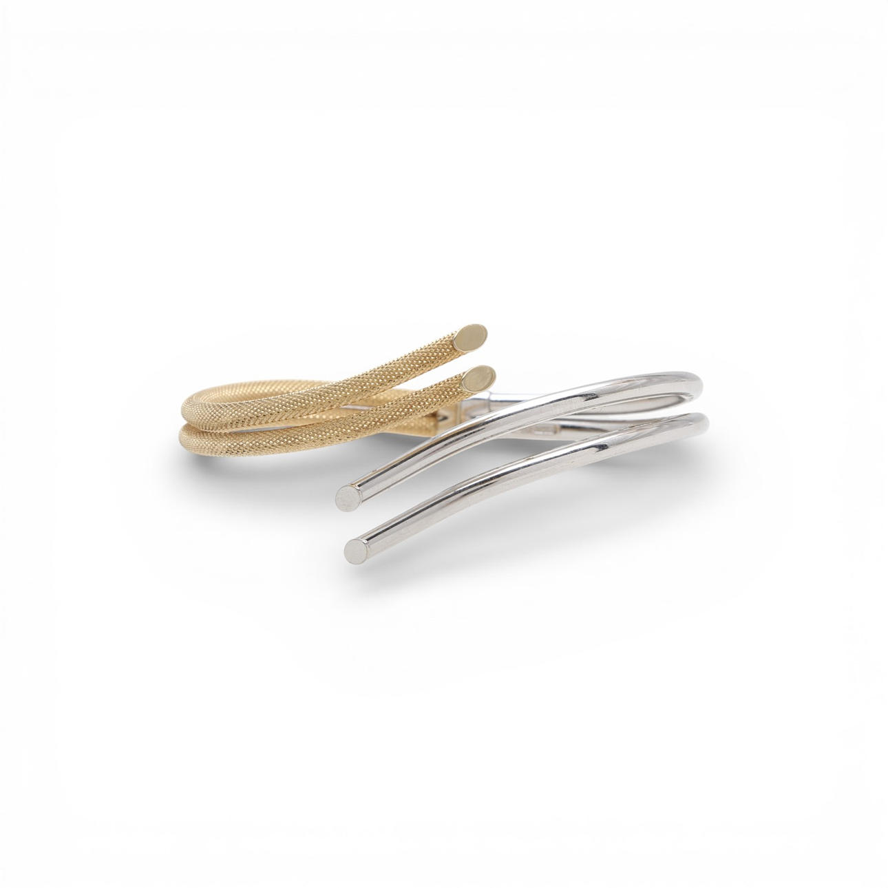 Two-tone gold rigid bracelet.