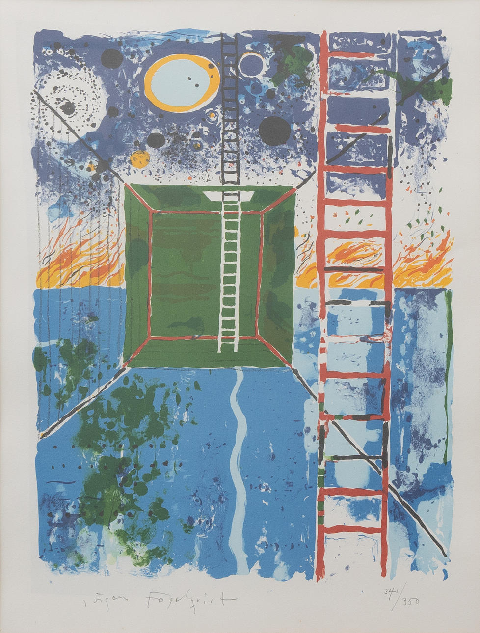 JÖRGEN FOGELQUIST. Composition, lithograph no 341/350, signed.