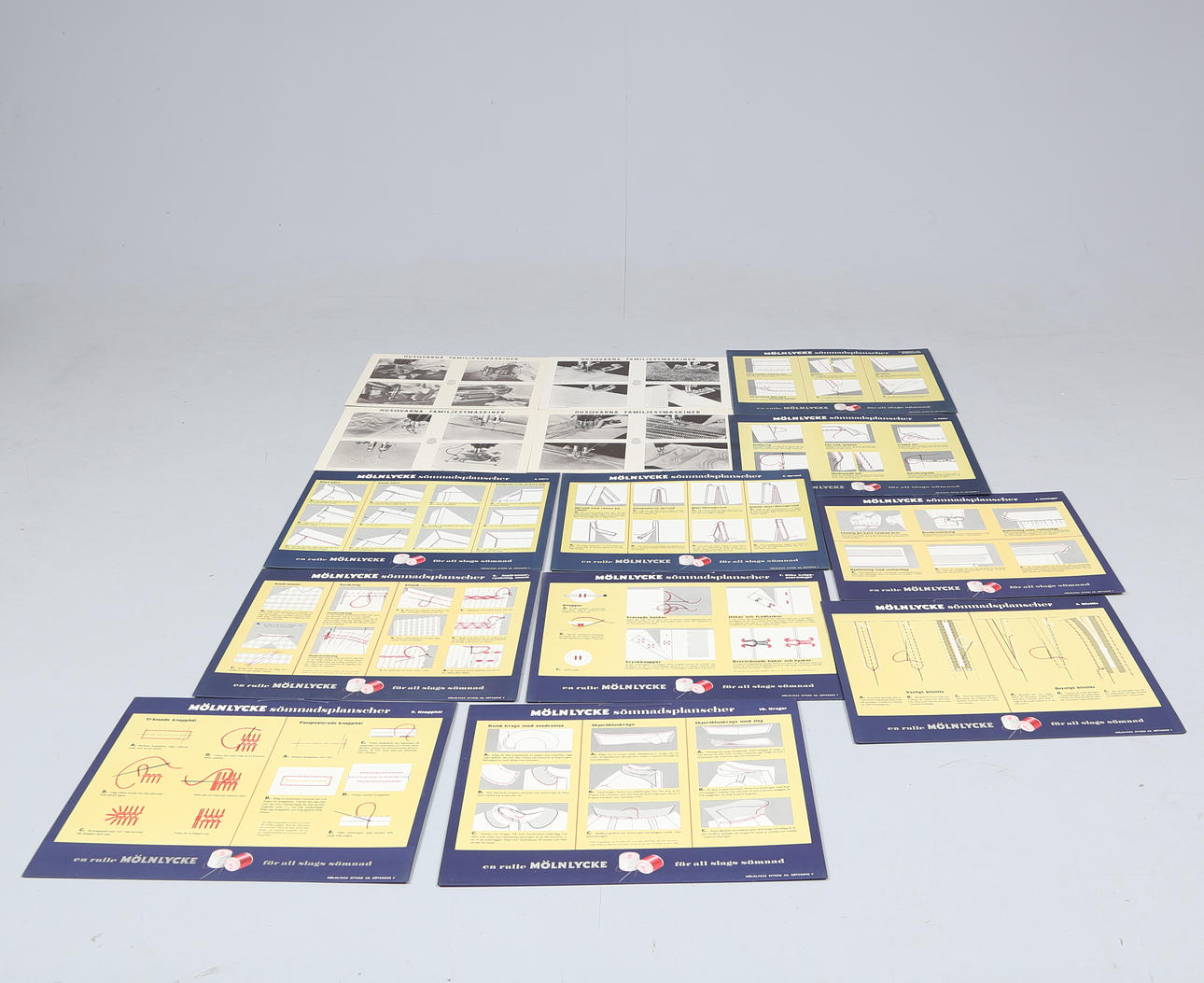 PLANSCHER, 10 st, Mölnlycke + 4 planscher, Husqvarna.