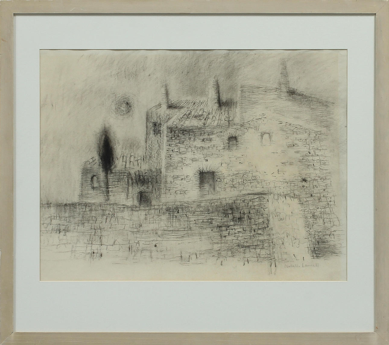 ISABELLA LAURELL. Borgmotiv, teckning, sign.