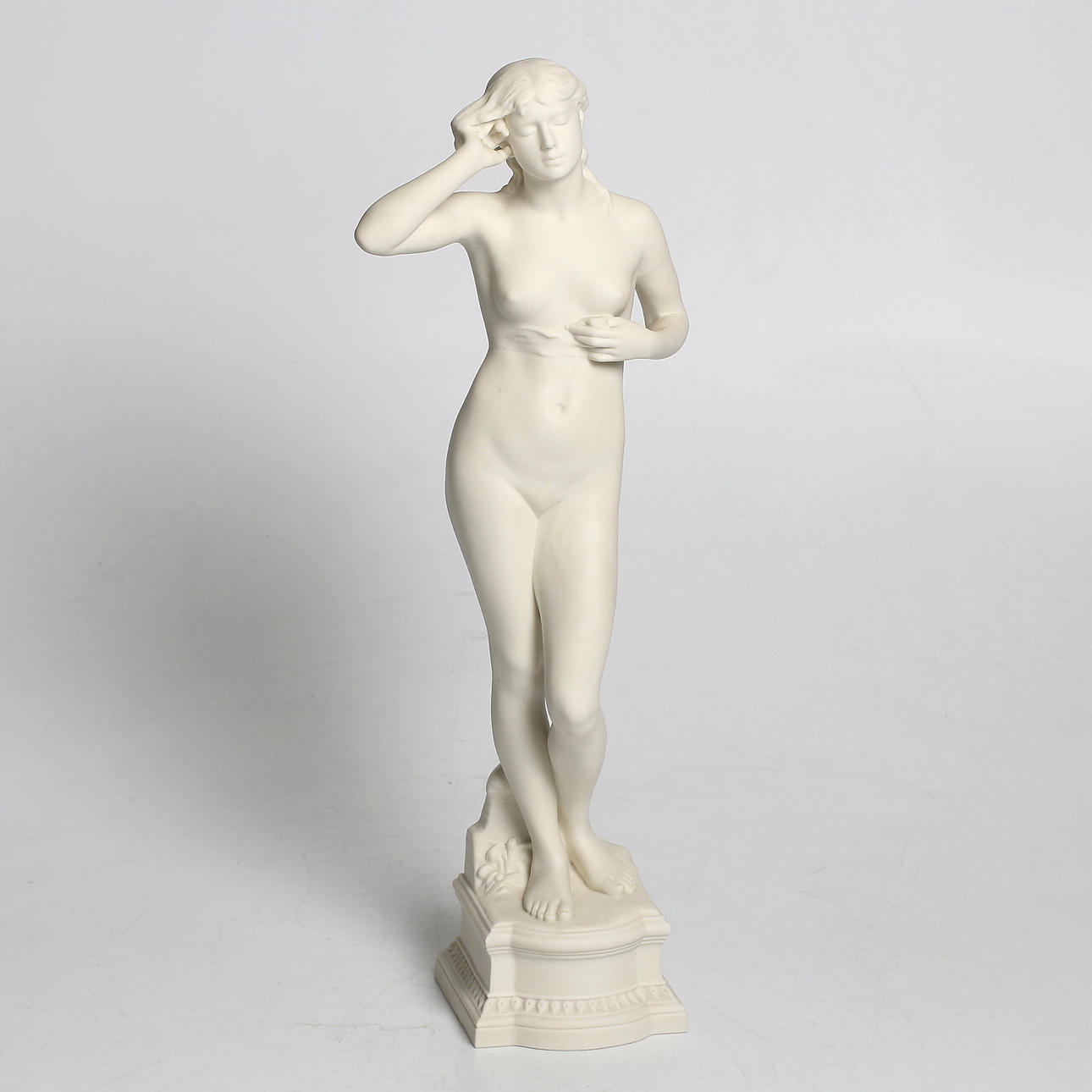 PER HASSELBERG. Efter, skulptur, parian, "Snöklockan", Gustavsberg, 1907.