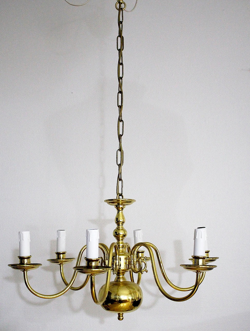 TAKLAMPA, mässing, sexarmad.