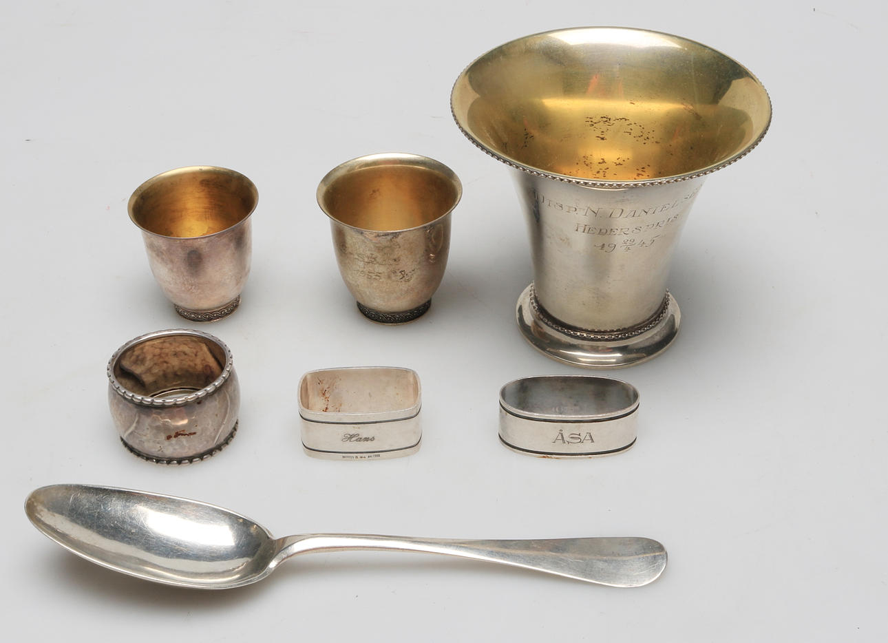 SKED samt DIVERSE, silver, bl.a. 1700-tal, vikt 253 gram.