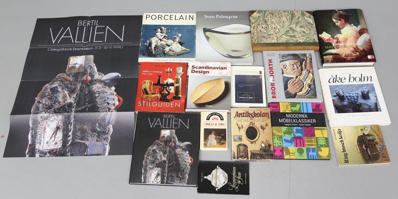 PARTI KONST och DESIGNBÖCKER, 15 st, bland annat Åke Holm, Bror Hjorth, Sven Palmqvist mm.