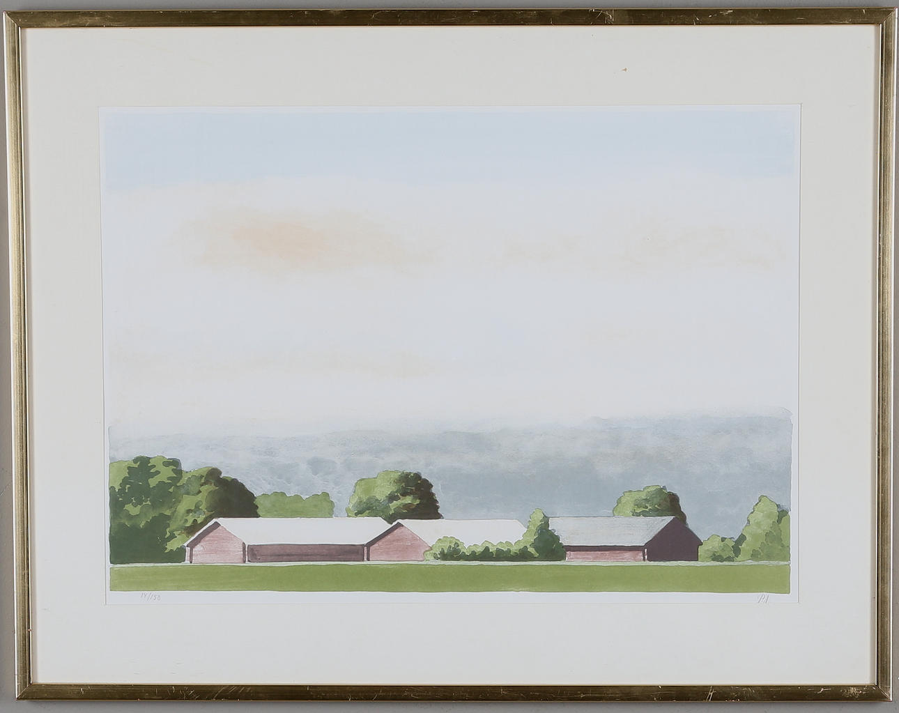 PÄR ANDERSSON. "Bondgård", färglitografi, monogramsignerad samt numrerad 14/150.