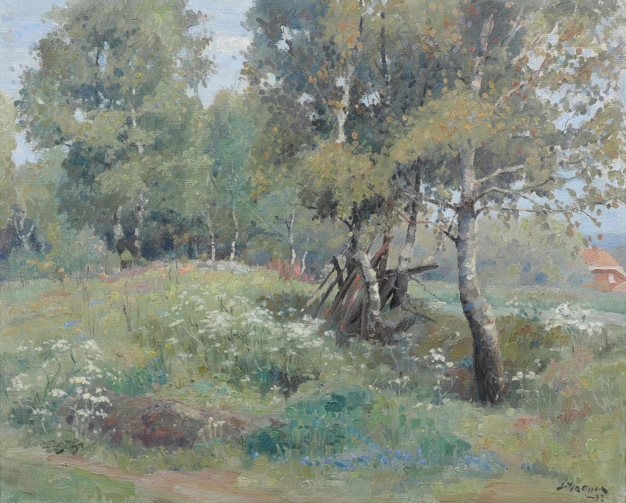 GOTTFRID OLSSON. Forest view, oil on canvas, signed and dated -32.