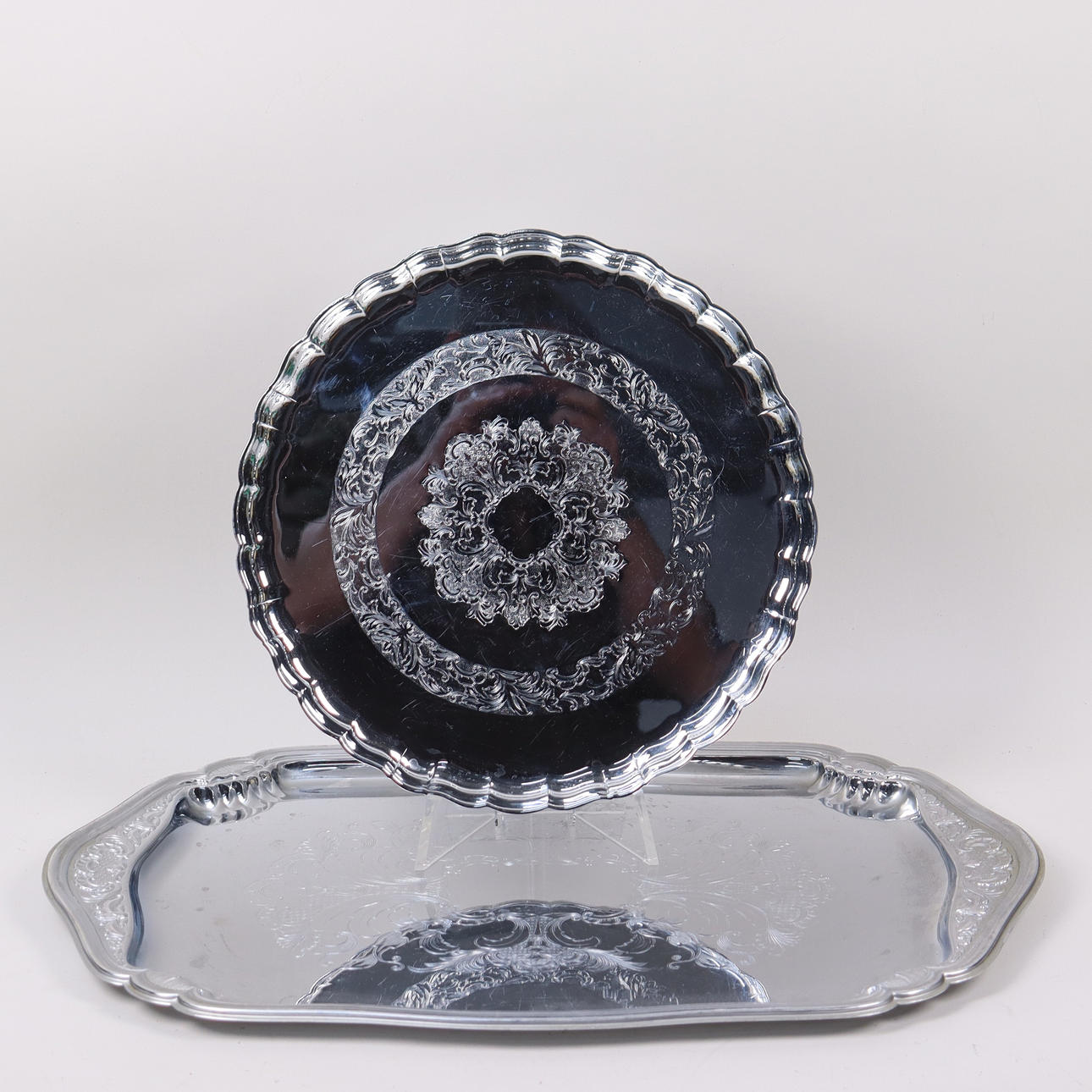 SERVERINGSFAT, GAB / Gense, "Chrom", metall, 2 st.