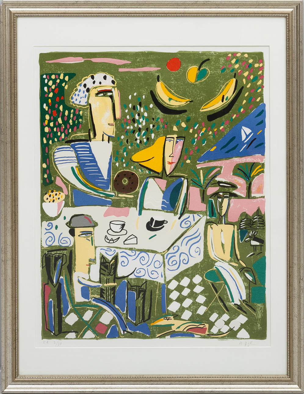 MADELEINE PYK. “Banana Breakfast” lithograph, signed, numbered EA 2/30.