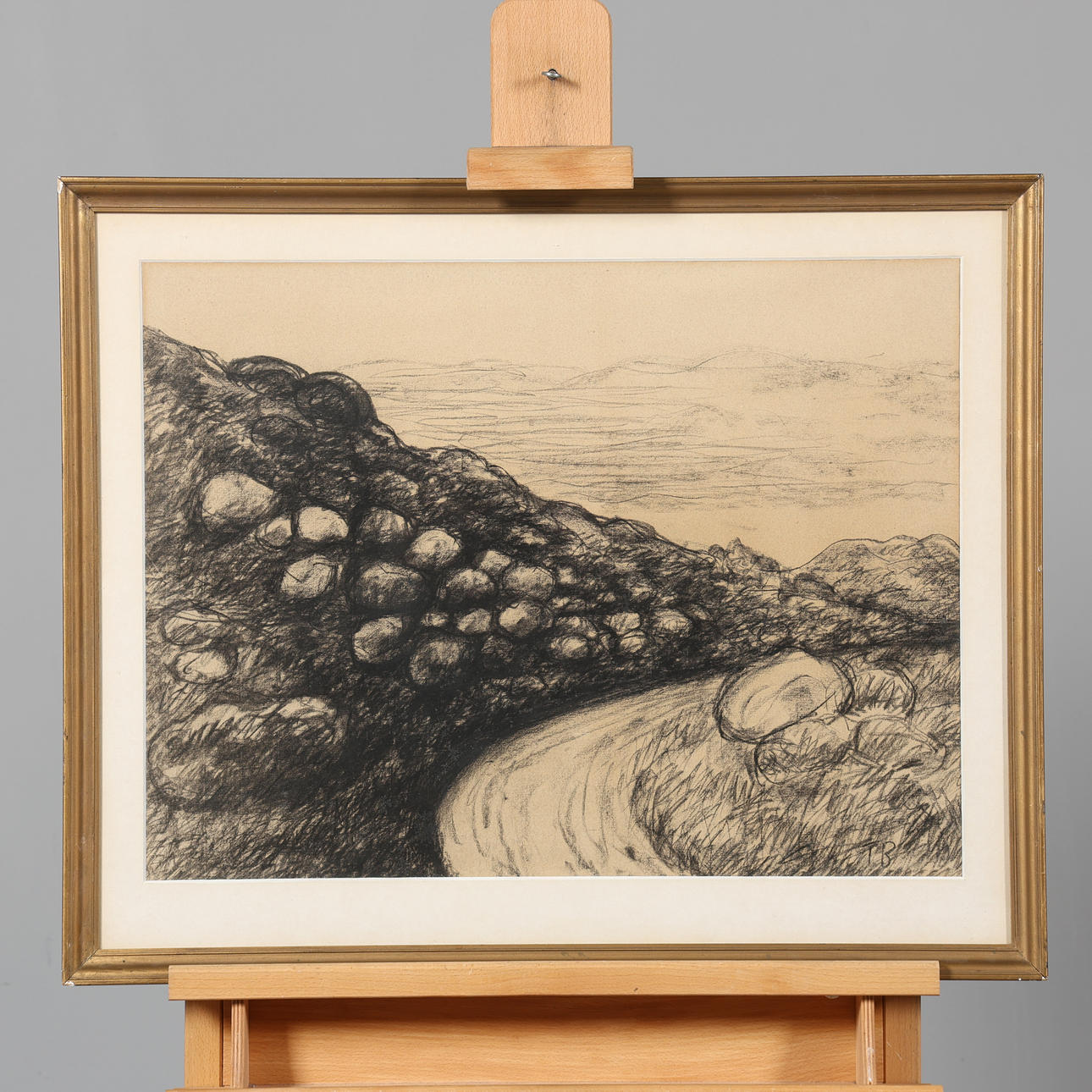 TOR BJURSTRÖM. DRAWING, landscape, monogram signed TB.