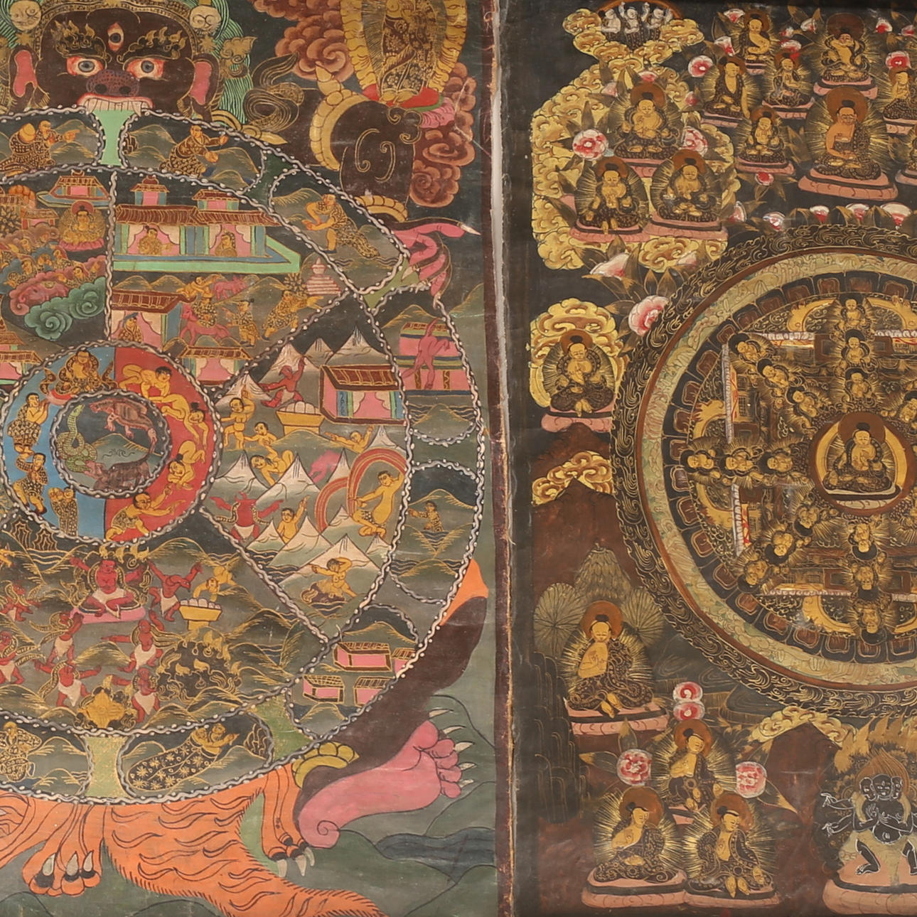 THANGKOR, 2 stycken, Tibet/Nepal 1800-tal.