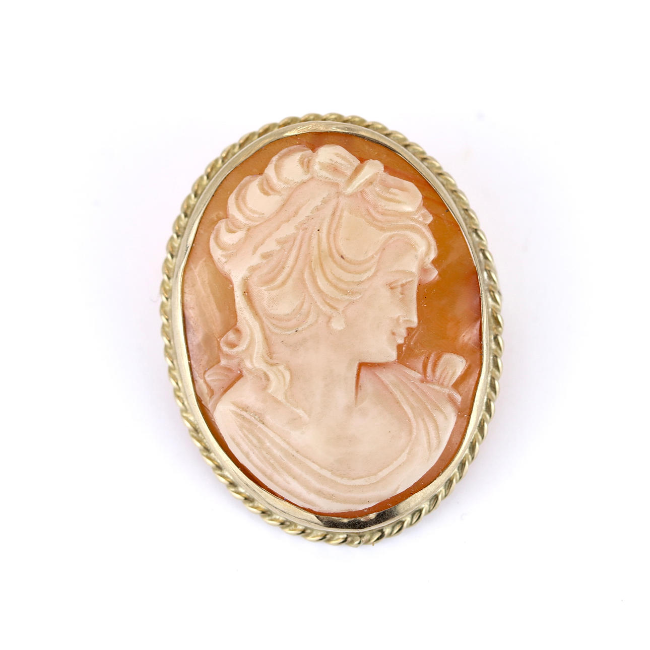 9CT GOLD MOUNTED CAMEO BROOCH.