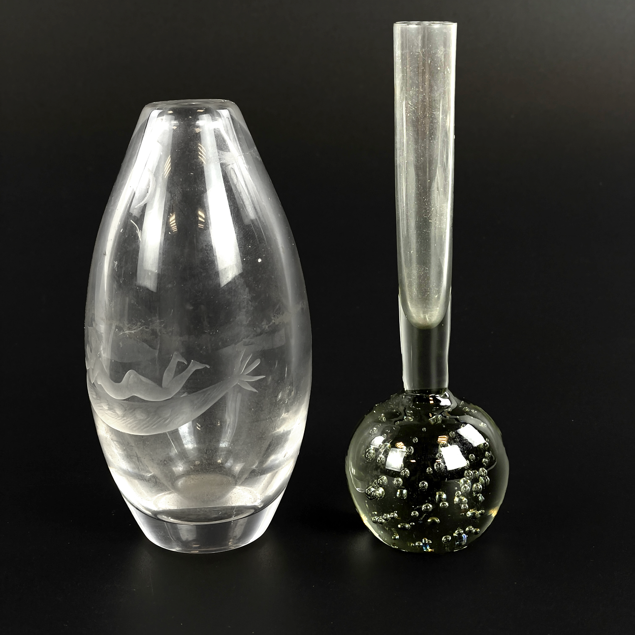 VASER, 2 st, glas, bl a Orrefors.