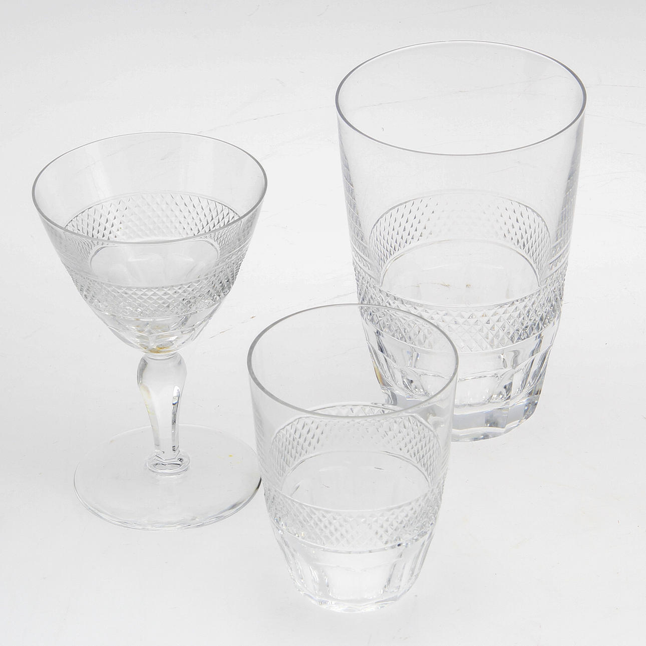 DELAR TILL GLASSERVIS, 28 delar. "Rio", Orrefors.