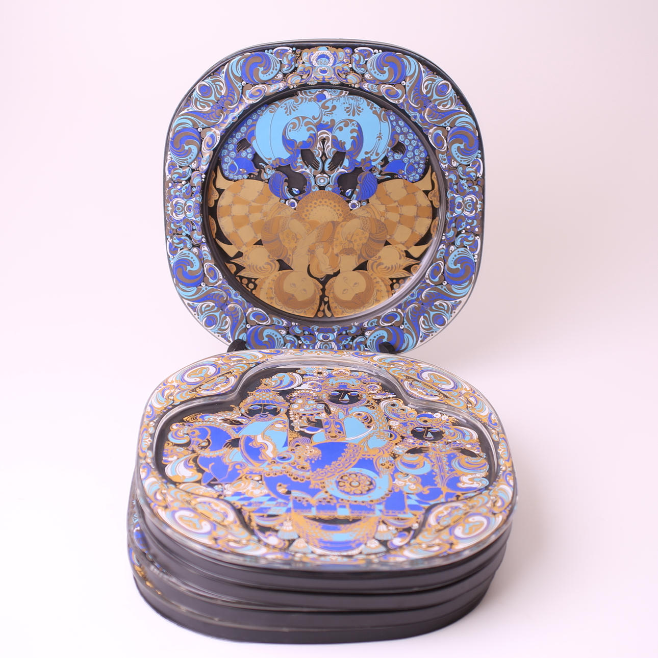 VÄGGTALLRIKAR, 5 st, glas, Rosenthal - Tyskland, 1900-tal.