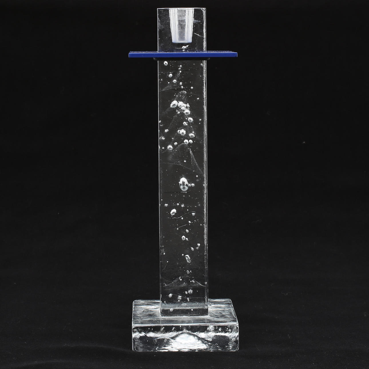 BERTIL VALLIEN. Ljusstake, "Tower", glas och metall, signerad.