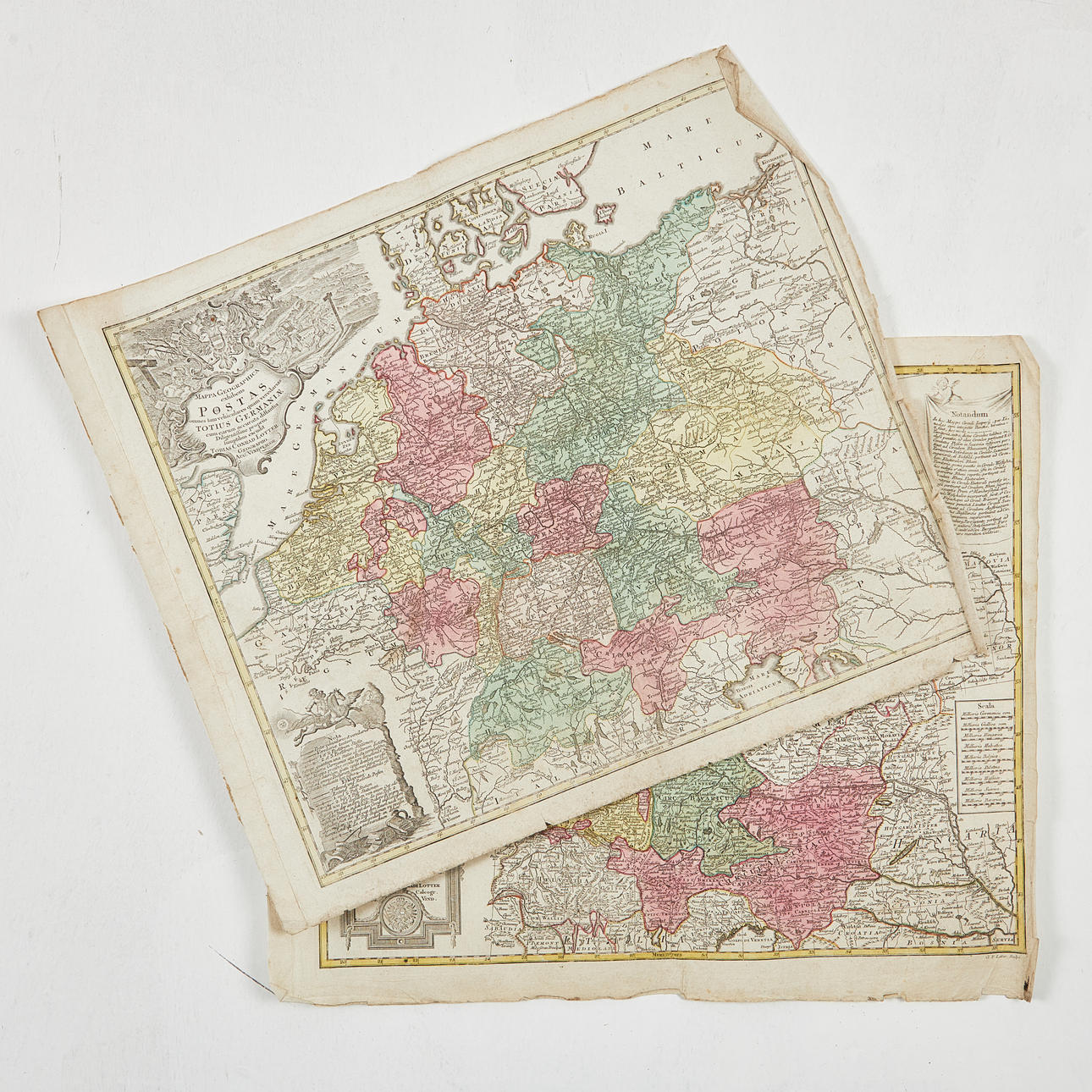 2 MAPS GERMANY, LOTTERY TICKETS CIRCA 1760.