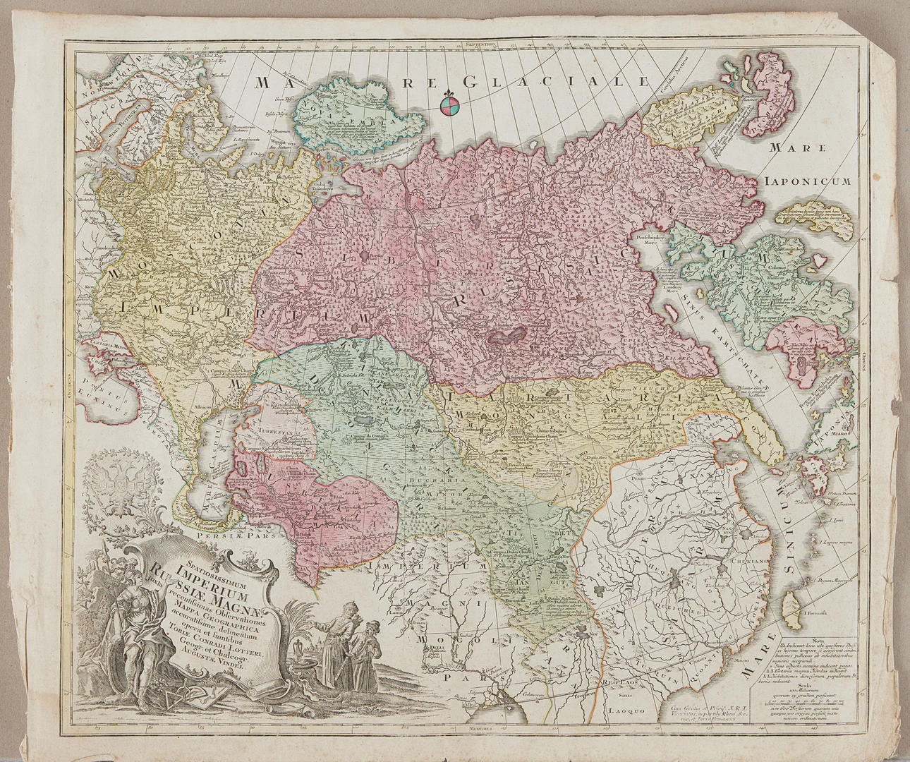 LOTTERS KARTA ÖVER RYSSLAND, ca 1760.