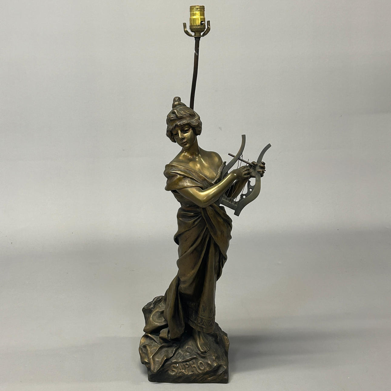 ART NOUVEAU BRONZE FIGURE/ TABLE LAMP.