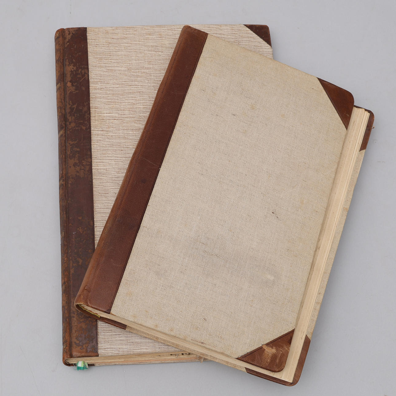 HANDWRITING/WEAVING. TWO LARGE HANDWRITTEN AND HAND-DRAWN VOLUMES WITH ...