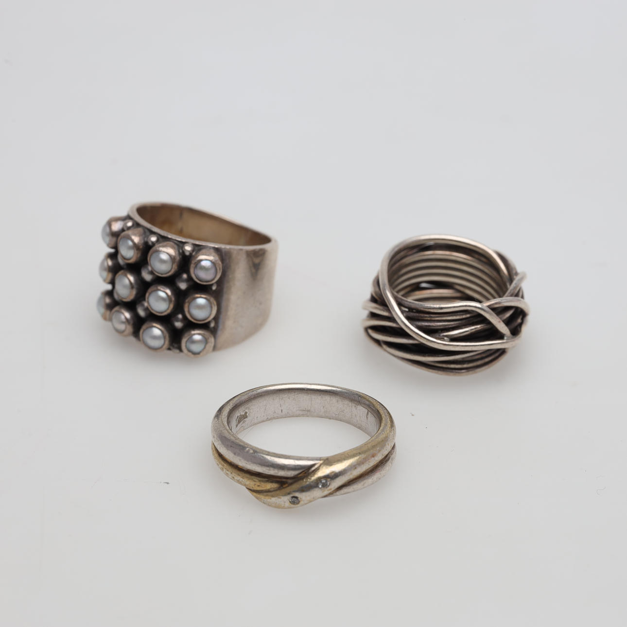 RINGAR 3 stycken, silver, bruttovikt ca 28,8 gram.