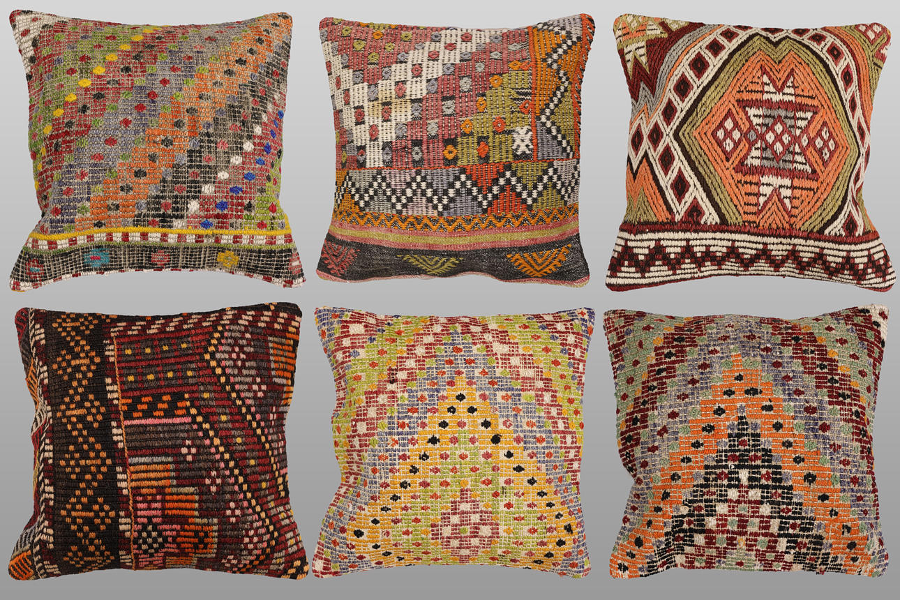 Cushion covers, 6 pcs, Kelim, 45 x 45 cm.