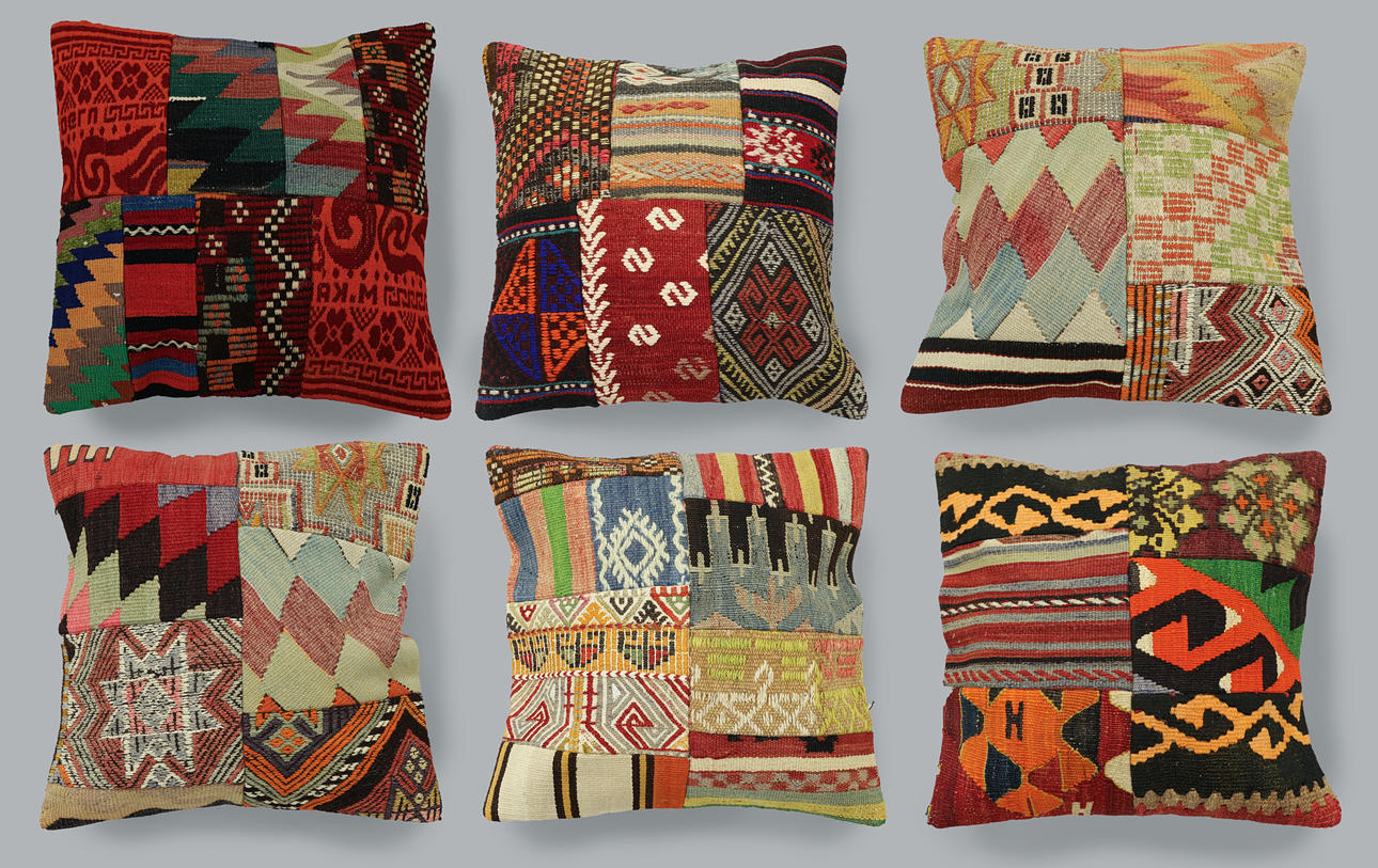 Cushion covers, 6 pcs, Kelim, Patchwork, 50 x 50 cm.