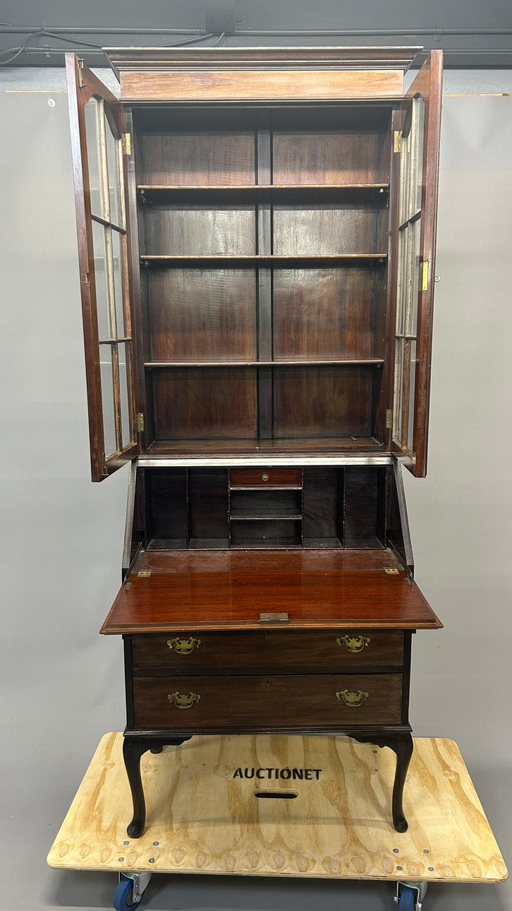 MAHOGANY BUREAU BOOKCASE.