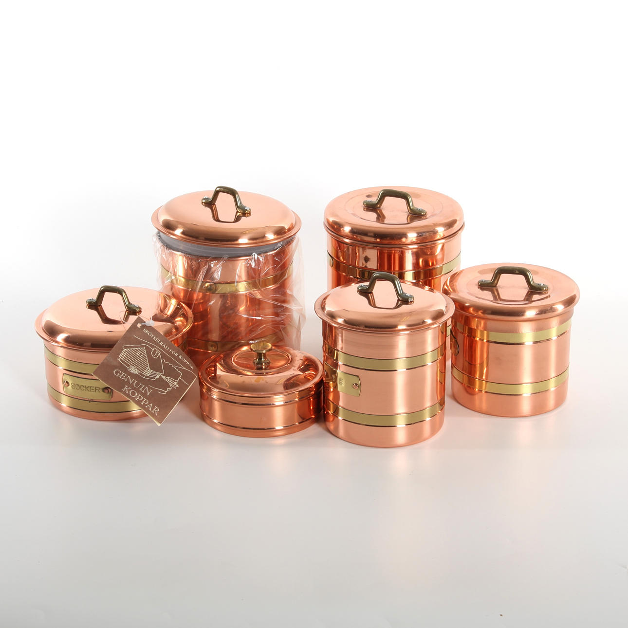 COPPER SET, 6 pieces with cover.