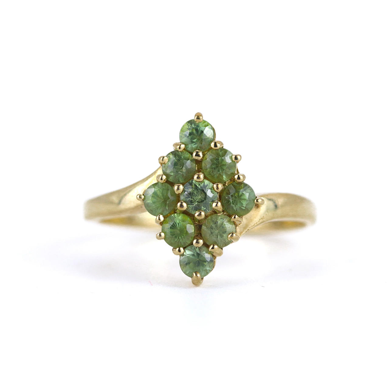 9CT GOLD STONE SET DRESS RING.