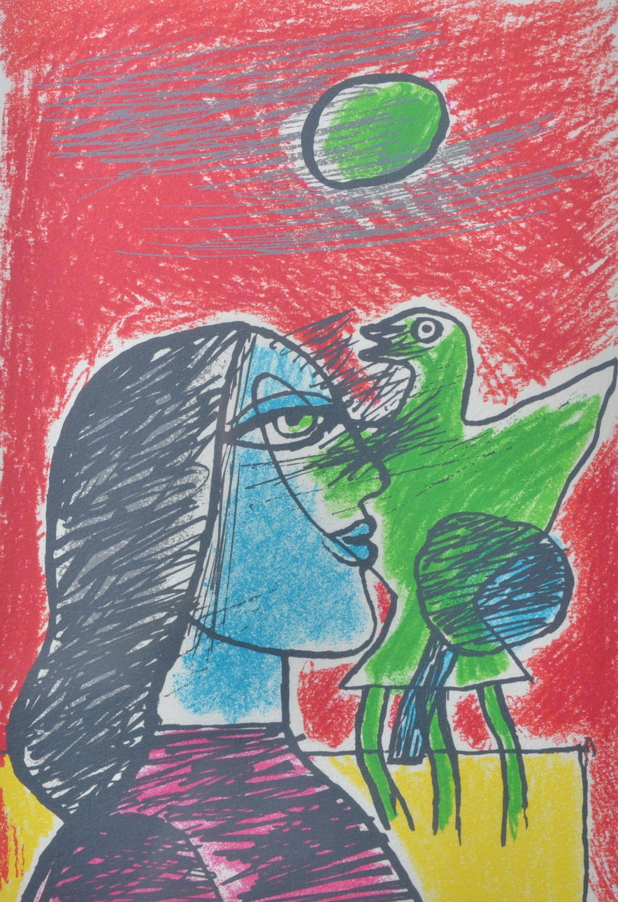 CORNELIS VAN BEVERLOO. "Été eternelle", färglitografi.