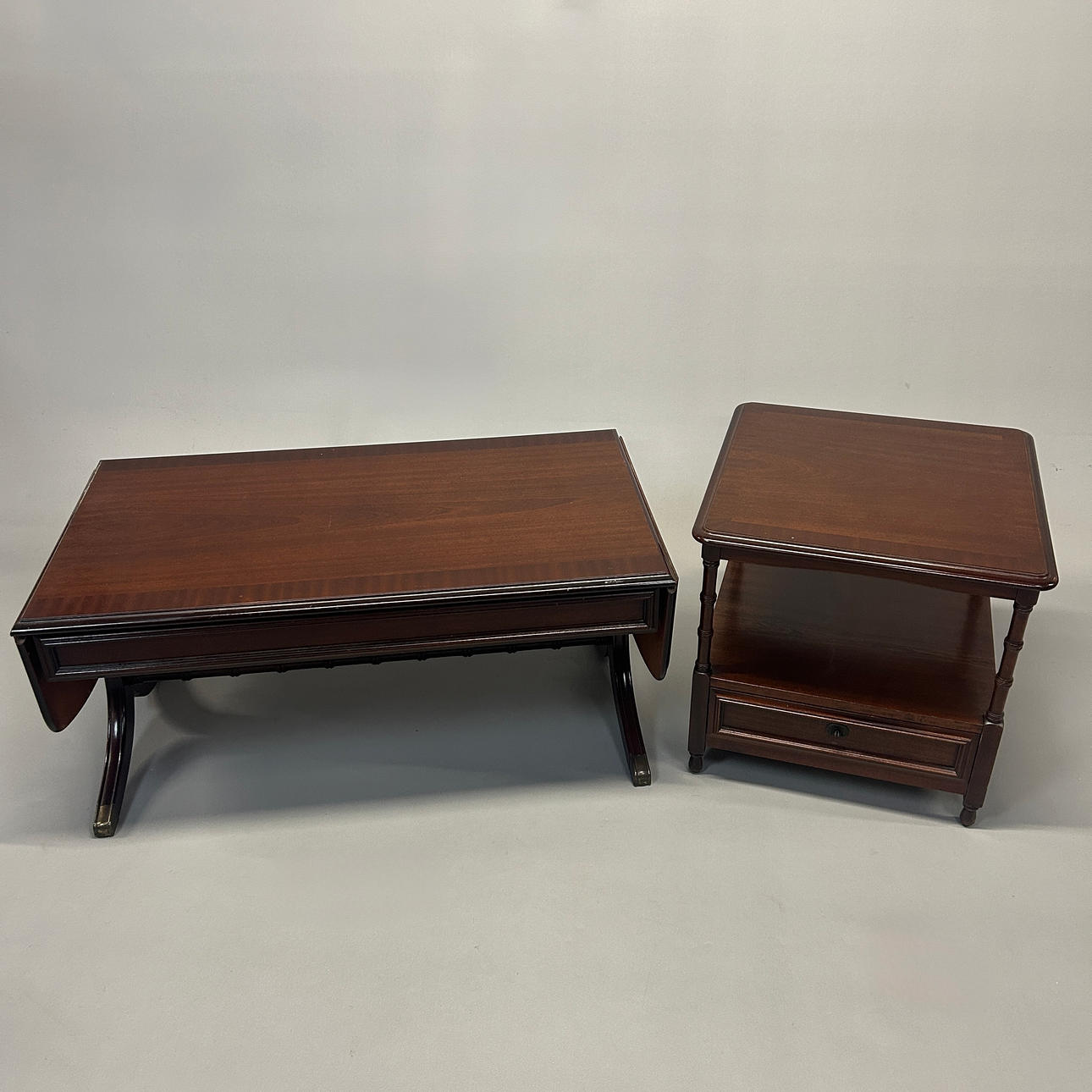 TWO MAHOGANY TABLES.