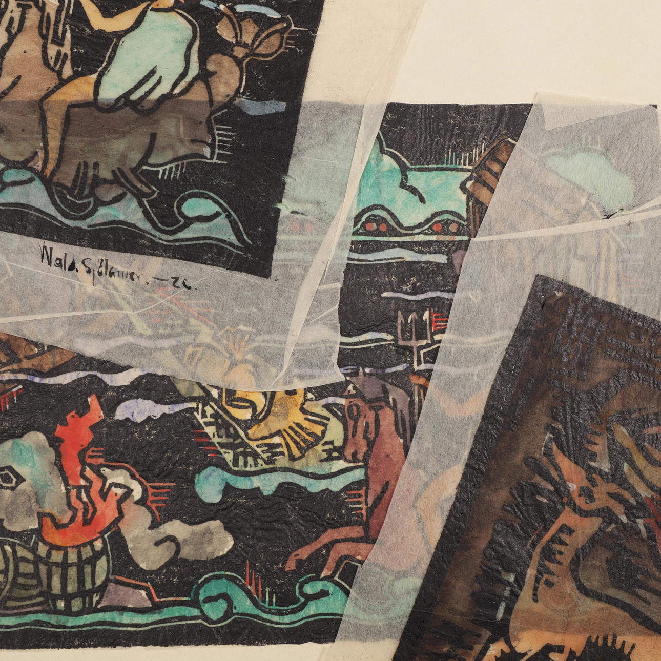 WALDEMAR SJÖLANDER. Three woodcuts, partly signed and dated 26.