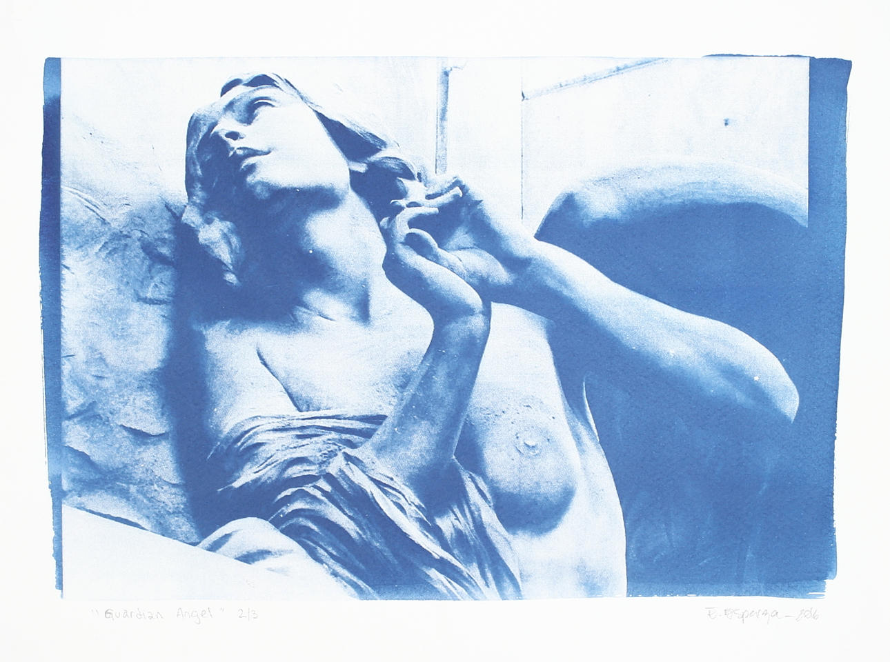 EVANGELINA ESPARZA. "Guardian Angel" cyanotypi, signerad, daterad 2016 samt numrerad 2/3.