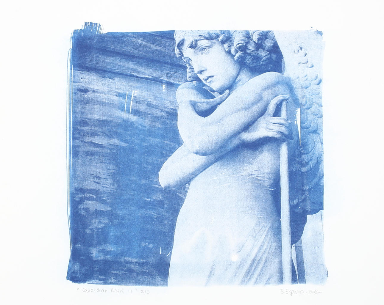 EVANGELINA ESPARZA. "Guardian Angel III" cyanotypi, signerad, daterad 2016 samt numrerad 2/3.