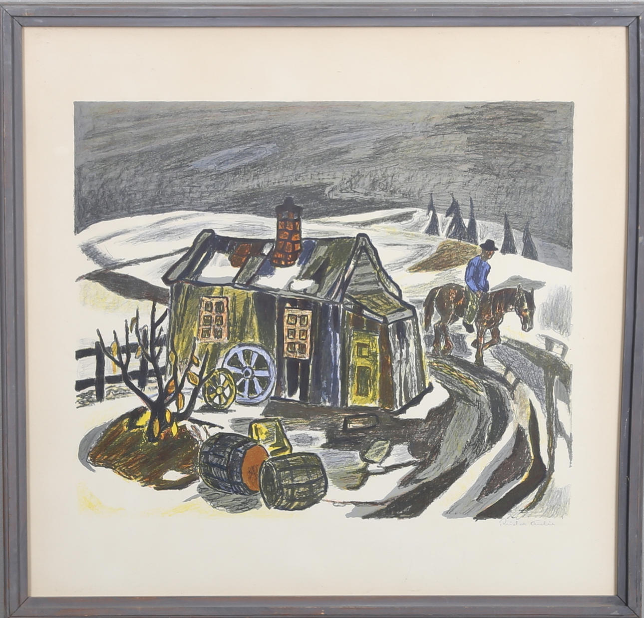 REIDAR AULIE. Färglitografi, signerad.