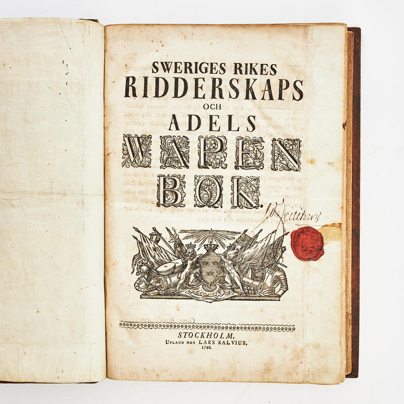 CEDERCRONA, SWERIGES RIKES RIDDERSKAPS OCH ADELS WAPENBOK, 1746. Böcker ...