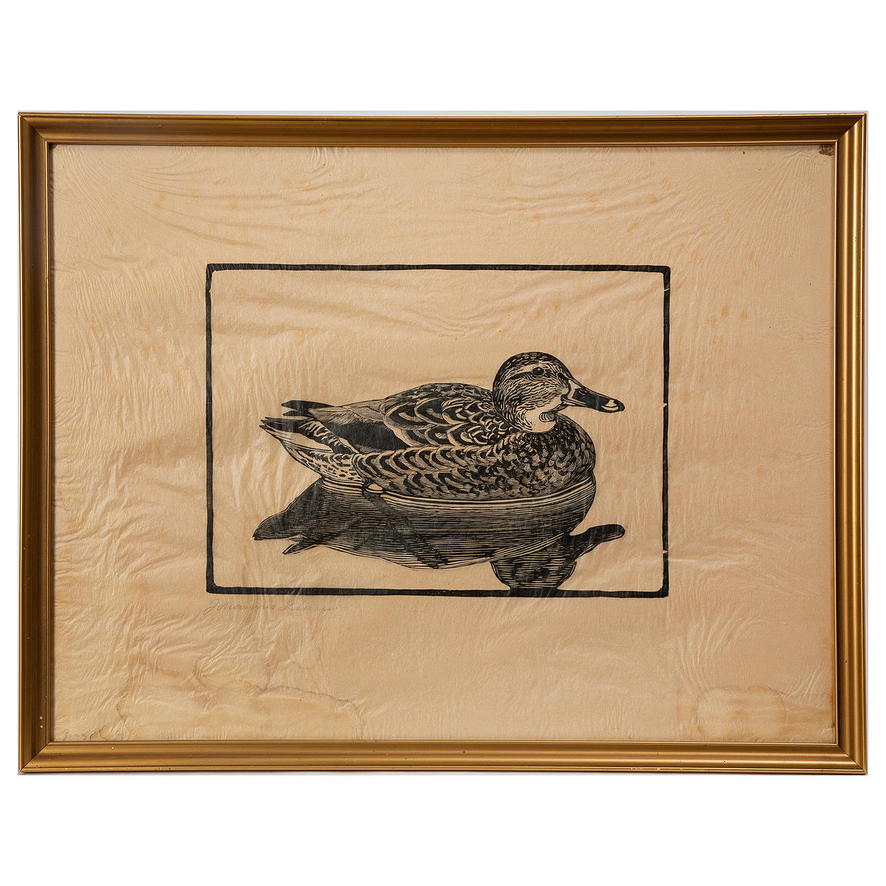 JOHANNES LARSEN. Woodcut, signed.