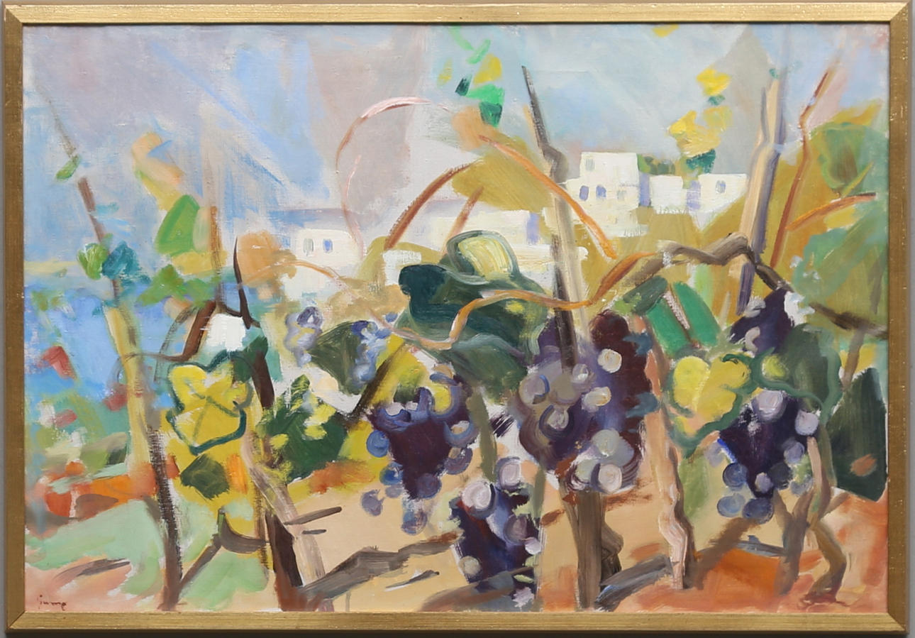 CARL GUNNE. Solskensbelysta vindruvor. Olja på duk. Signerad.