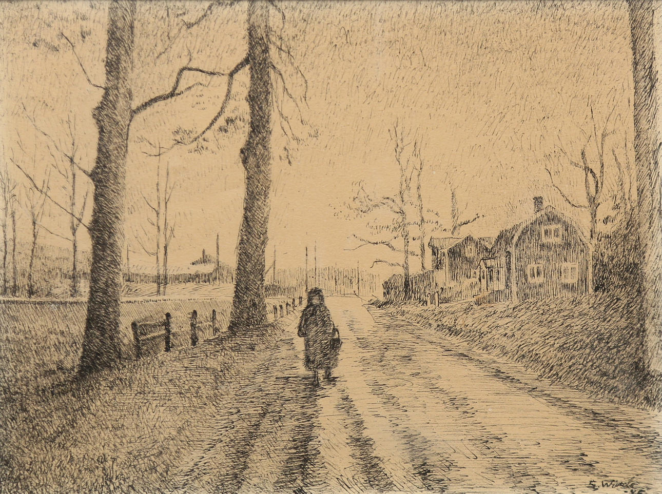 STIG WIRDE. Drawing, signed and dated 45.