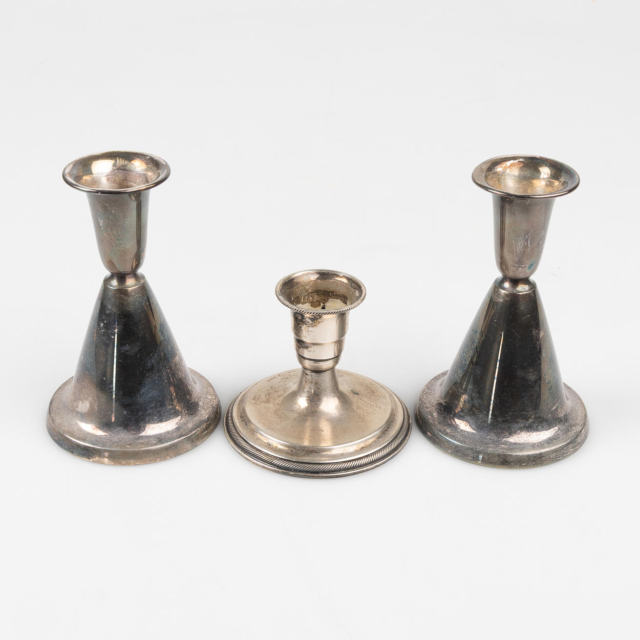 LJUSSTAKAR, 1 par + 1, silver, Norge & Danmark.