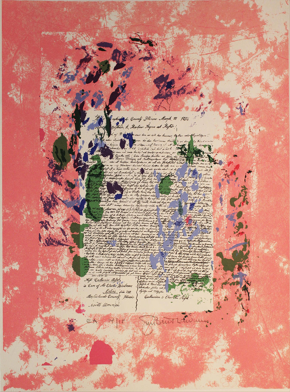 GUN-BRITT LAWURN. "Rosa". Färgserigrafi. Signerad. EA 14/15.