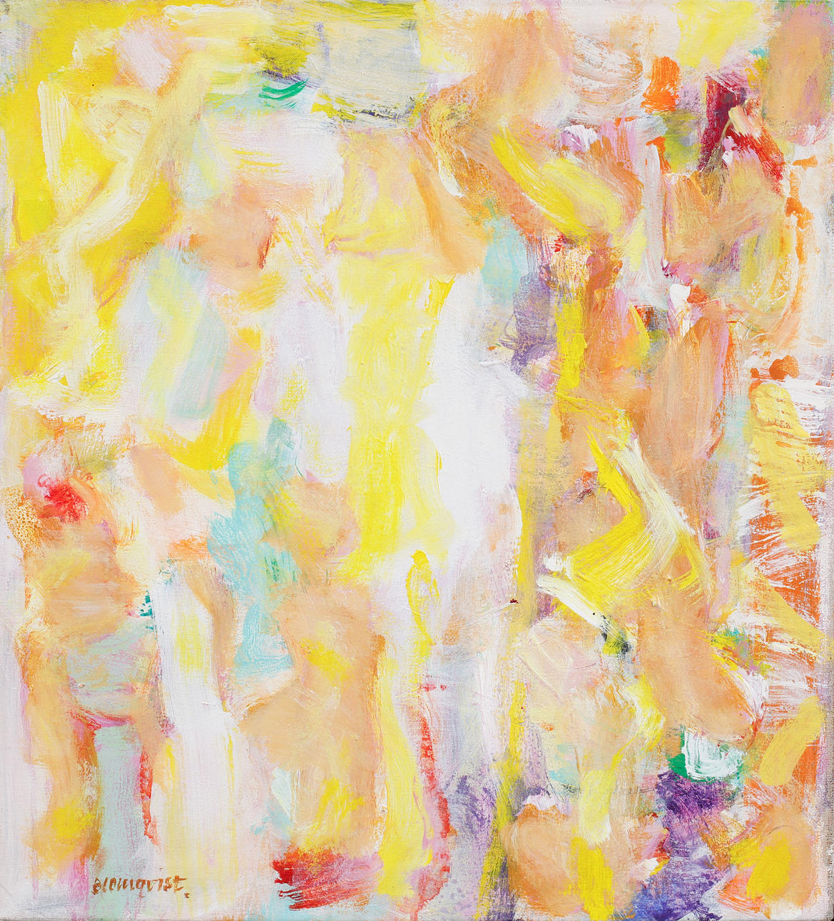INGE BLOMQVIST. Composition, acrylic on canvas, signed.