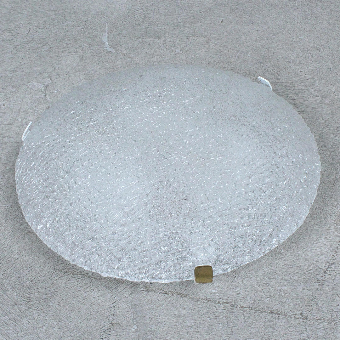 KAISER LEUCHTEN. Ceiling lamp, ice glass, 1970s.