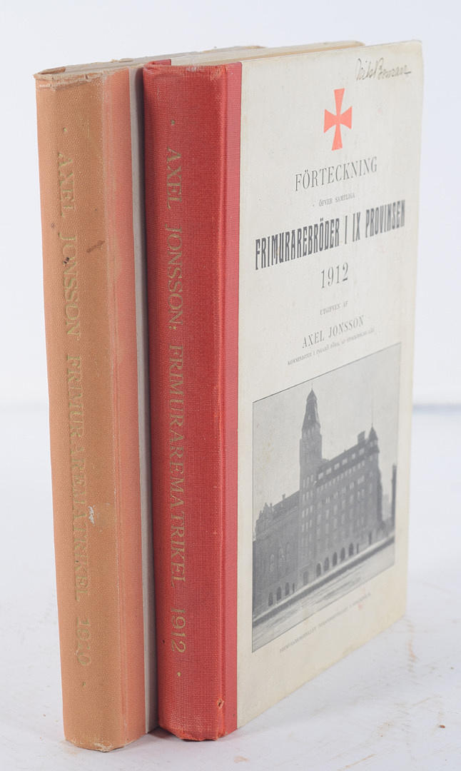 FRIMURERI. JONSSON, AXEL. Förteckning öfver Frimurarebröder i IX. Provinsen.
