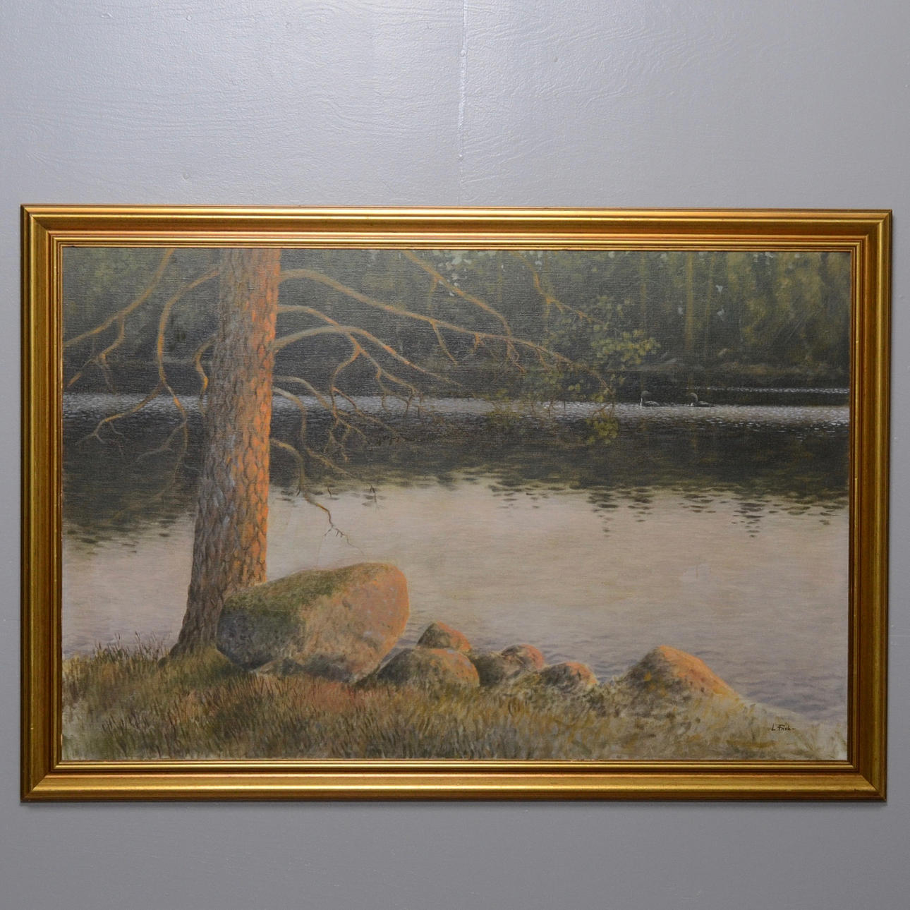 LENNART FRISK. Sjöfåglar i solnedgång.