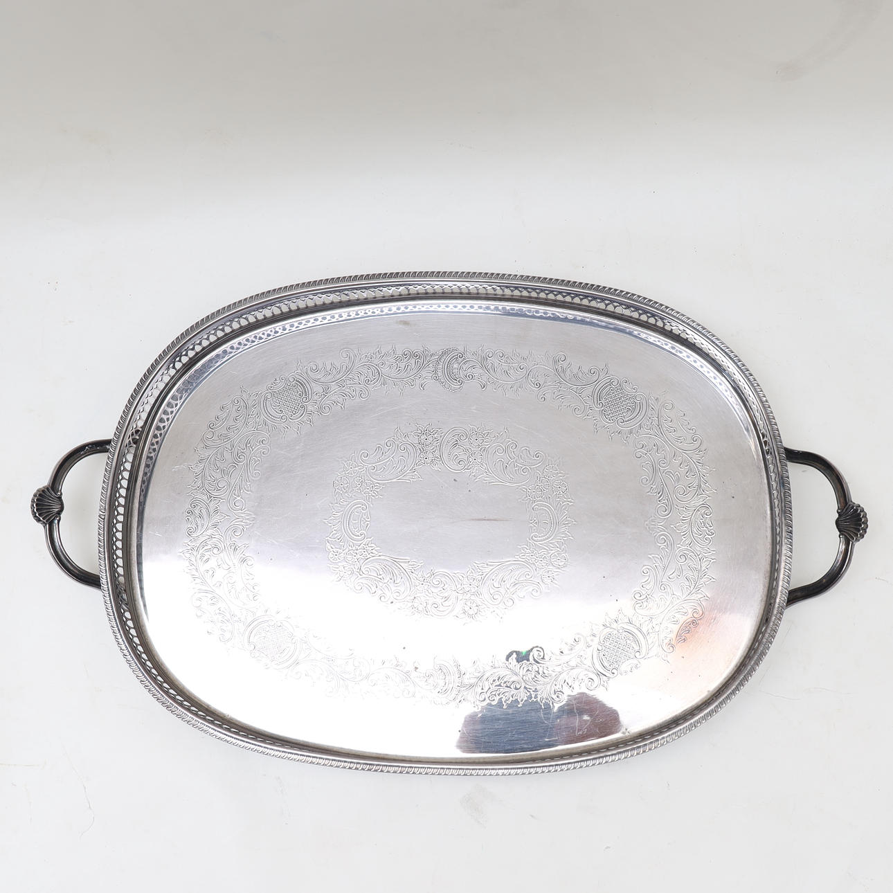 SERVING TRAY, nickel silver, England.