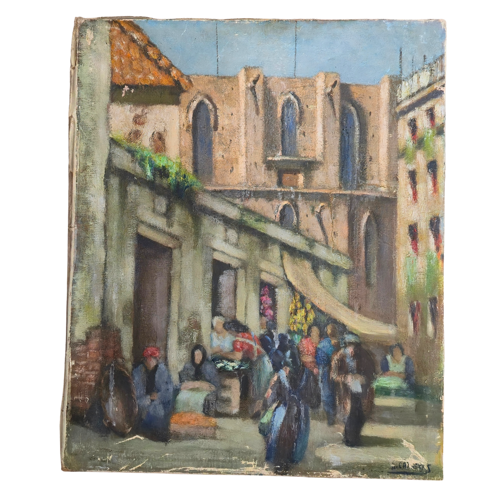 MARKET. ANONYMOUS. MIXED MEDIA ON PAPER.