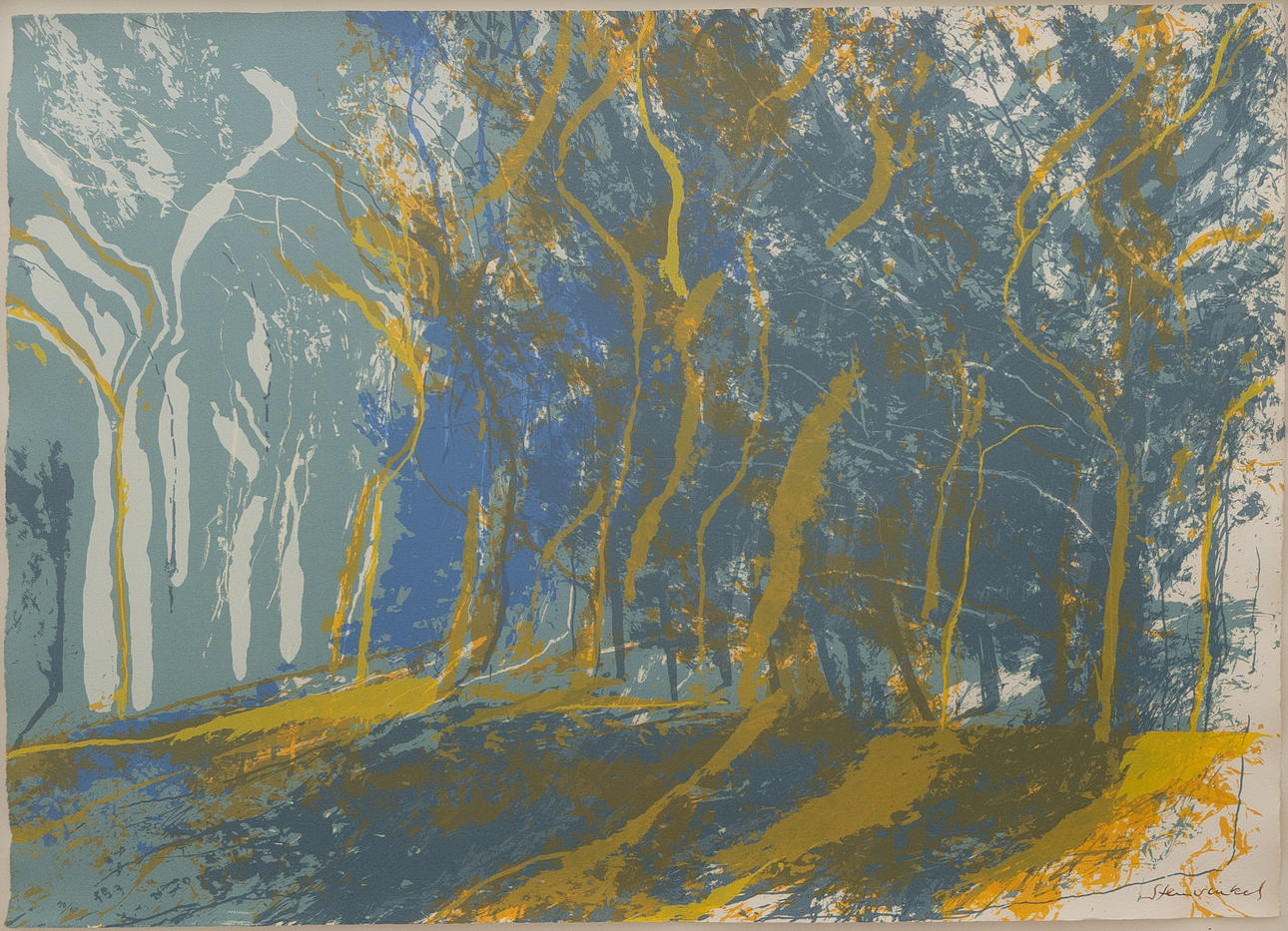 JAN STENVINKEL. Composition with trees, lithograph no 40/110, signed.