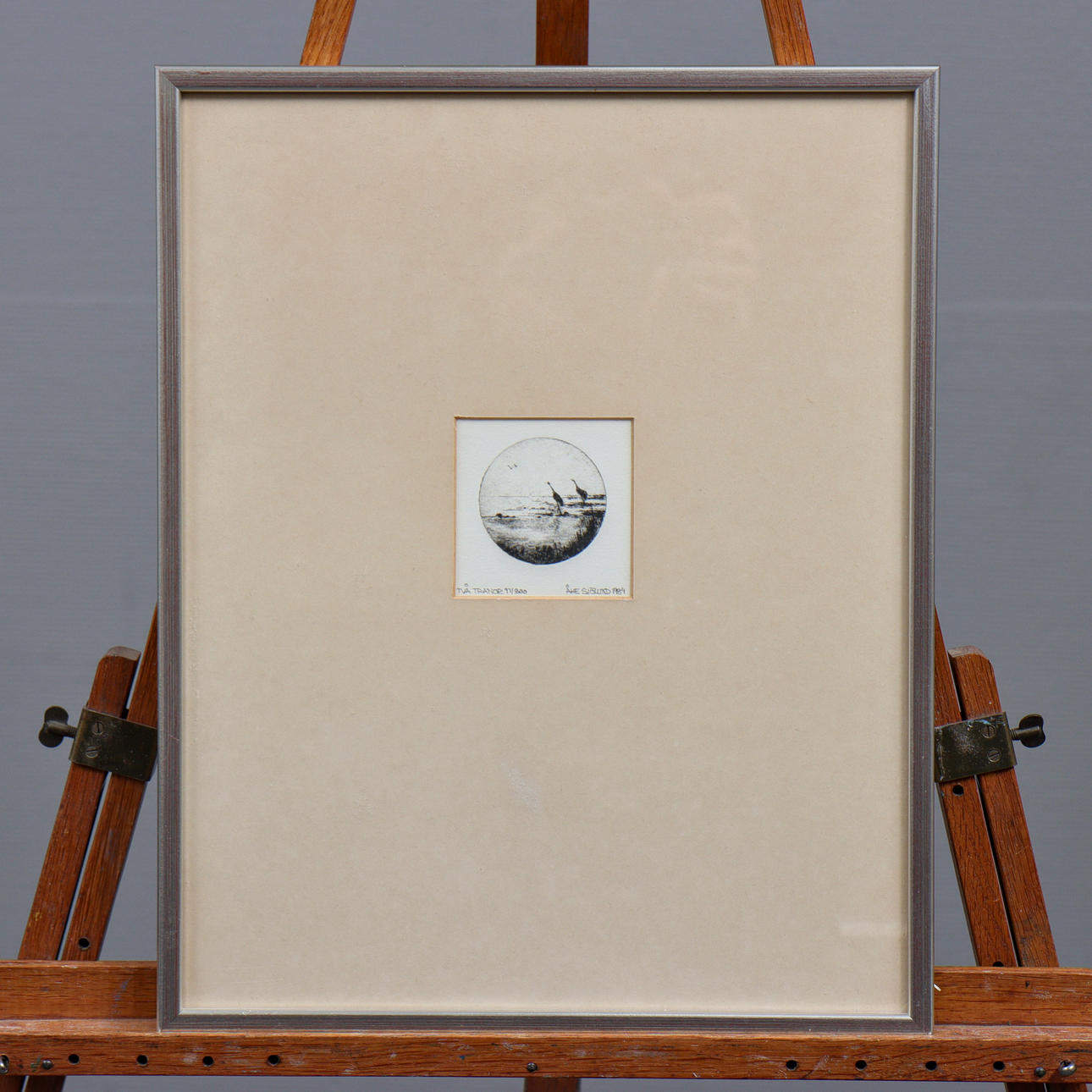 ÅKE SJÖLUND “TWO CRANES” ETCHING 97/200, SIGNED, DATED 1984.