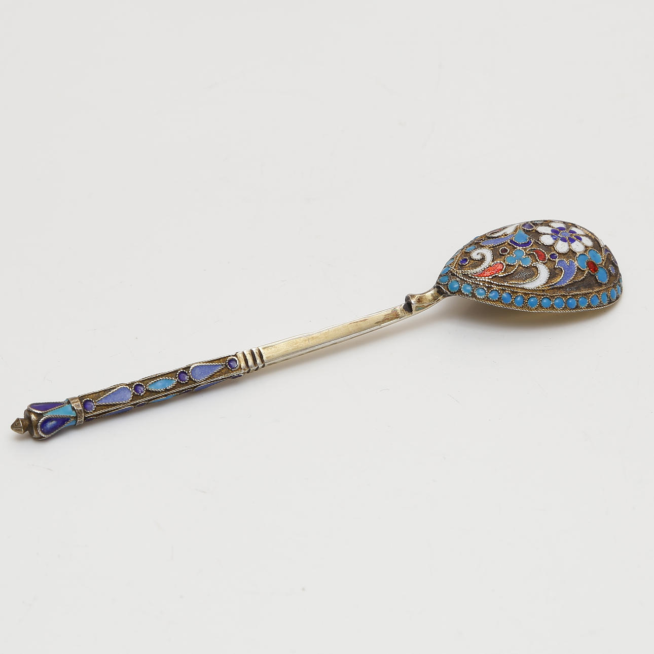 RUSSIAN COFFEE SPOON, SILVER, ENAMEL.